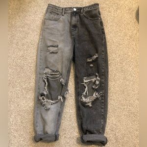 Shein 2 toned black ripped boyfriend Jeans